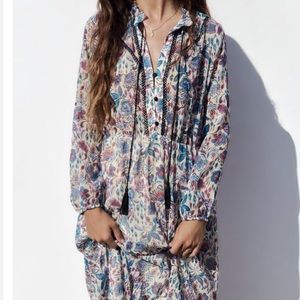 Zara lace trim printed midi dress